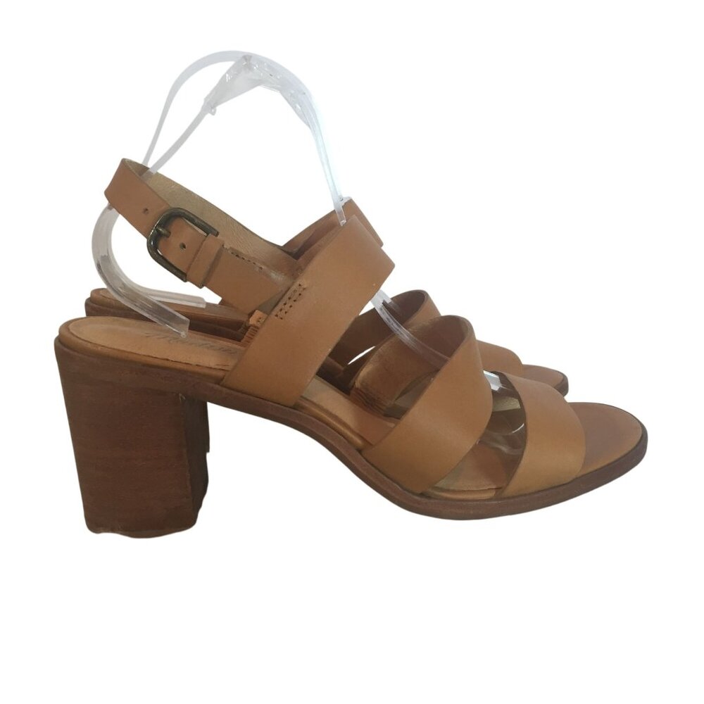 Madewell Womens Tan Leather Heel Sandals Size 8 Strappy